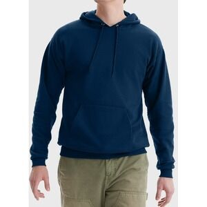 Hanes Mens Sweatshirts Size XL Navy EcoSmart Fleece Hoodie Long Sleeve Midweight